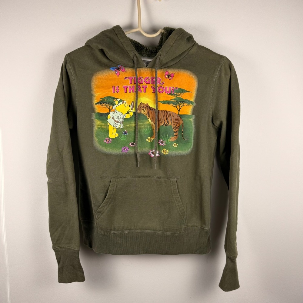VTG Walt Disney World Winnie the Pooh Safari Tigger Is That You Hoodie Green M‎